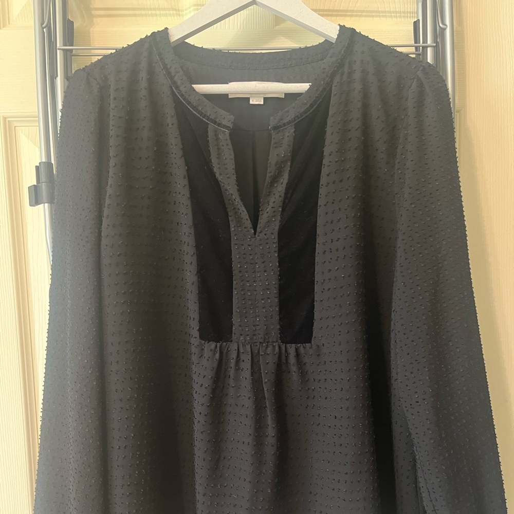 Black Loft Swiss Dot Blouse
